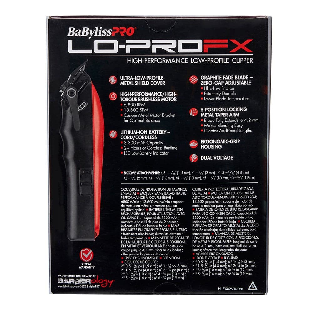 BaBylissPRO LoPROFX Hair Clipper Red