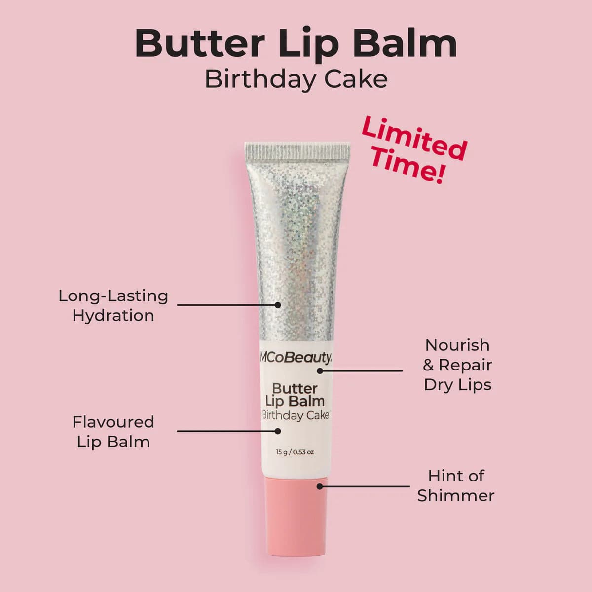 MCoBeauty Butter Lip Balm 15g - Birthday Cake