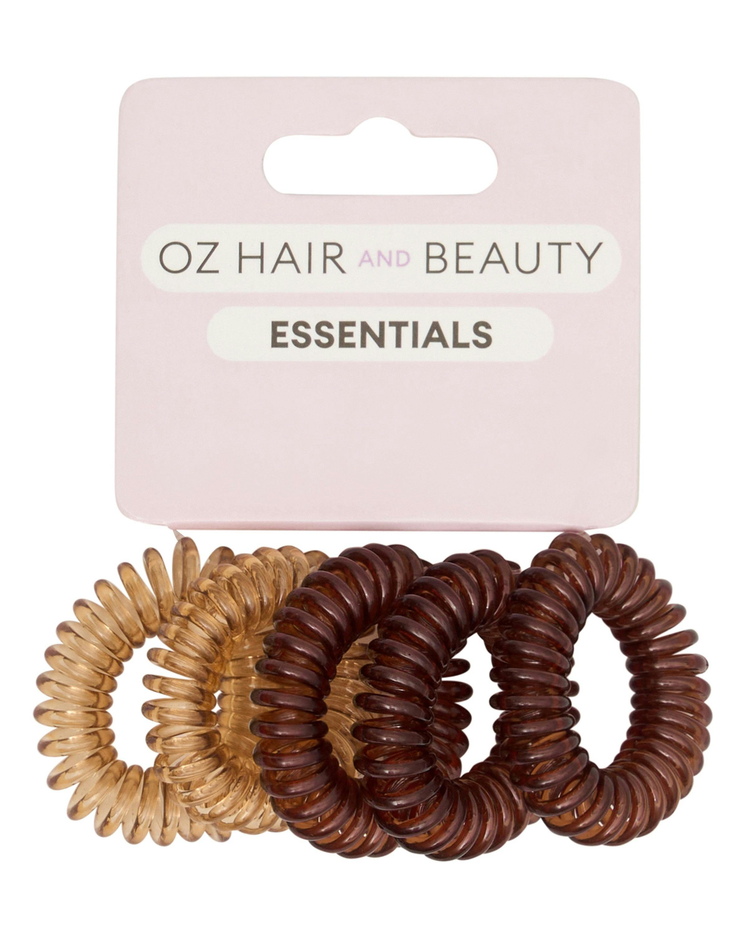 Oz Hair and Beauty Essentials Spiral Hair Ties 5 Pack - Browns